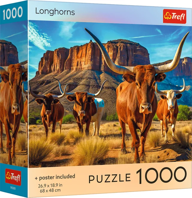 Puzzle Trefl 1000 dílků Longhorns - Texaský dlouhorohý skot