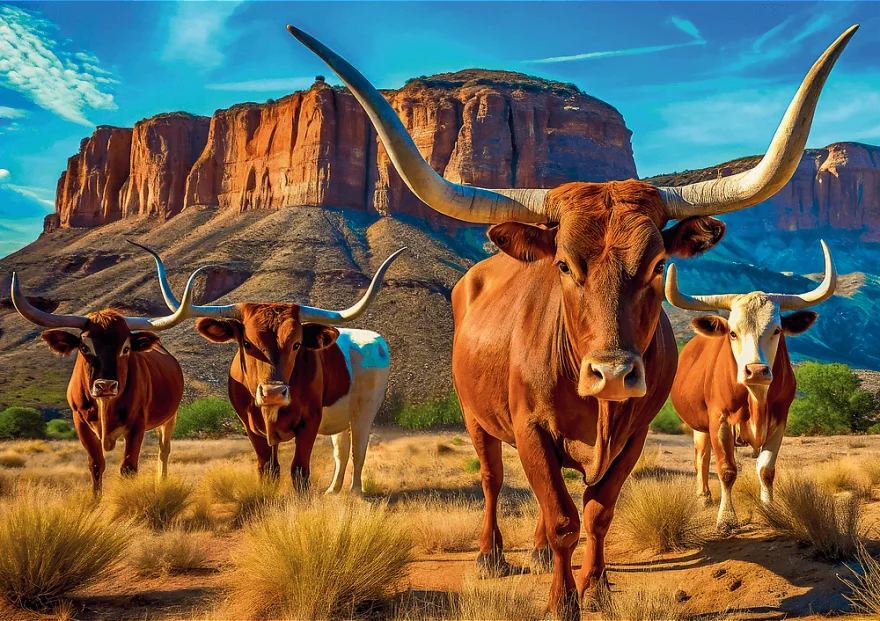 Puzzle Trefl 1000 dílků Longhorns - Texaský dlouhorohý skot