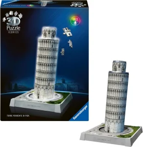 Svítící 3D puzzle Ravensburger Iconics: Šikmá věž v Pise (Noční Edice) 231 dílků