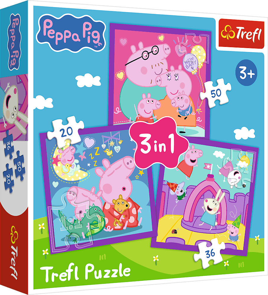 Puzzle Prasátko Peppa 3v1 (20, 36, 50 dílků)
