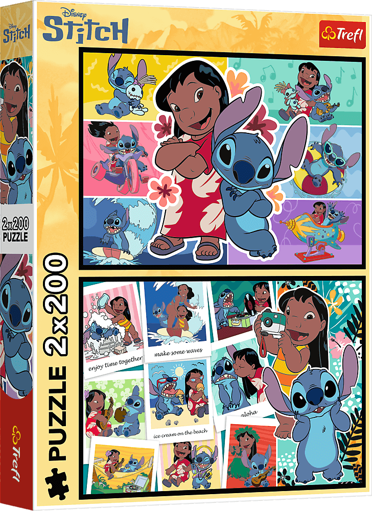 Puzzle pro děti Trefl 2x200 dílků Lilo&Stitch: Stitchův šťastný život 2v1