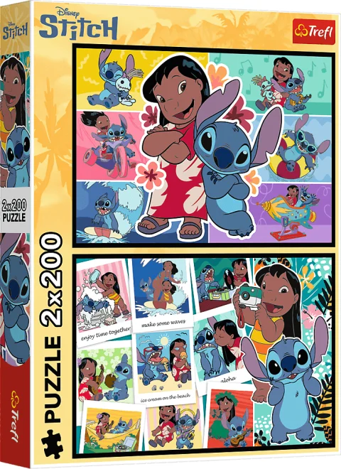 Puzzle pro děti Trefl 2x200 dílků Lilo&Stitch: Stitchův šťastný život 2v1