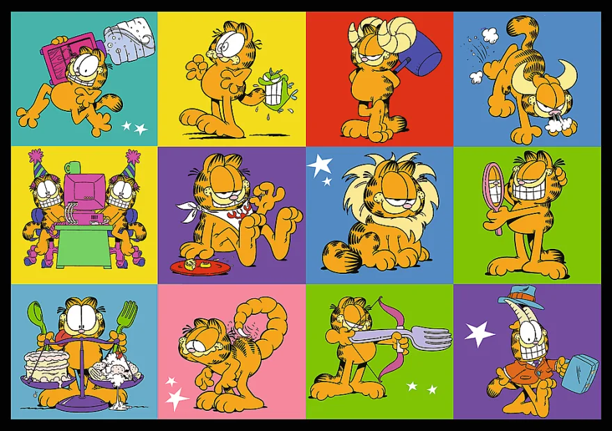 Puzzle Trefl 4x250 dílků Garfield nesnáší pondělky 4v1