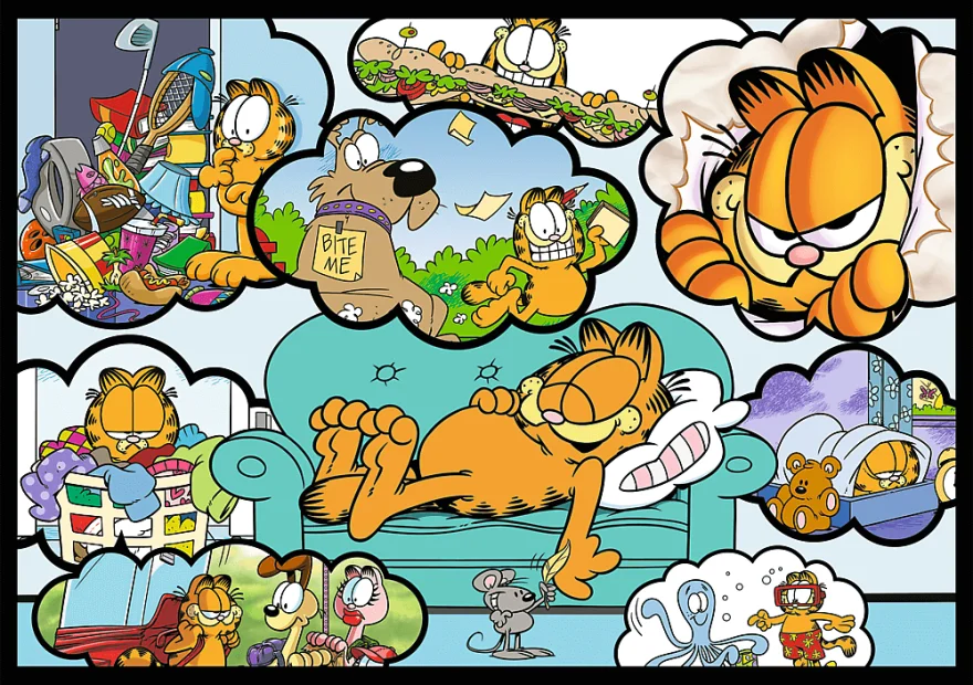 Puzzle Trefl 4x250 dílků Garfield nesnáší pondělky 4v1