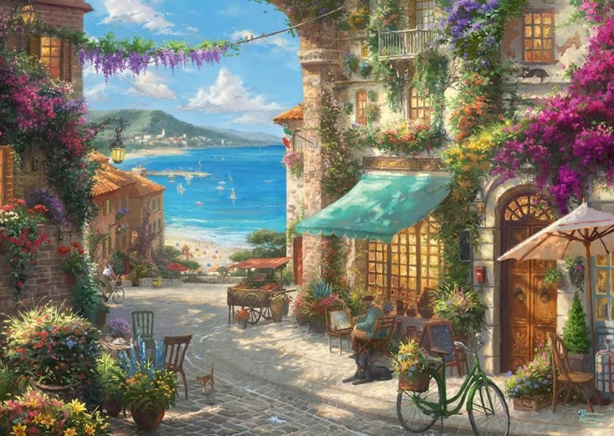 Puzzle Schmidt 1000 dílků Kavárna na Italské riviéře