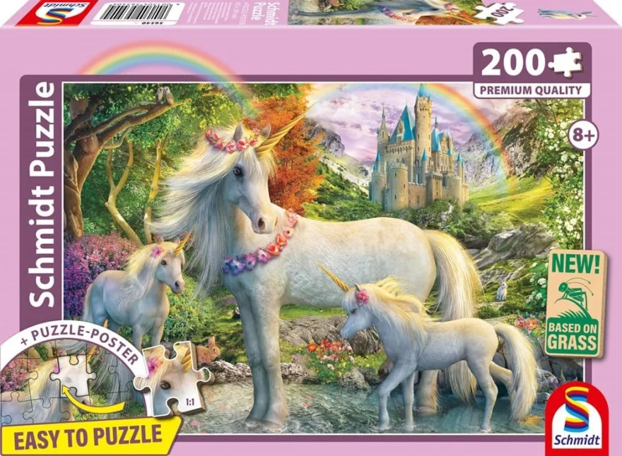 Puzzle pro děti Schmidt 200 dílků Jednorožčí klisna se dvěma hříbaty