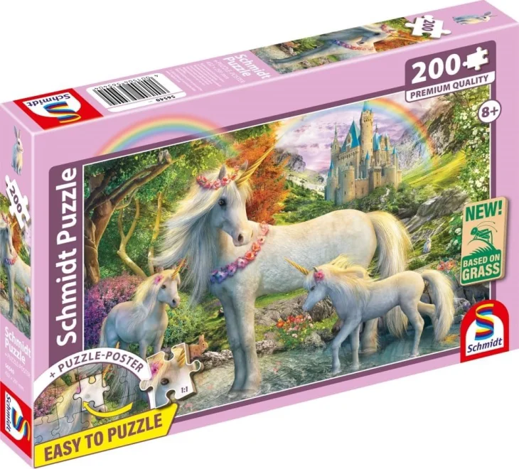 Puzzle pro děti Schmidt 200 dílků Jednorožčí klisna se dvěma hříbaty