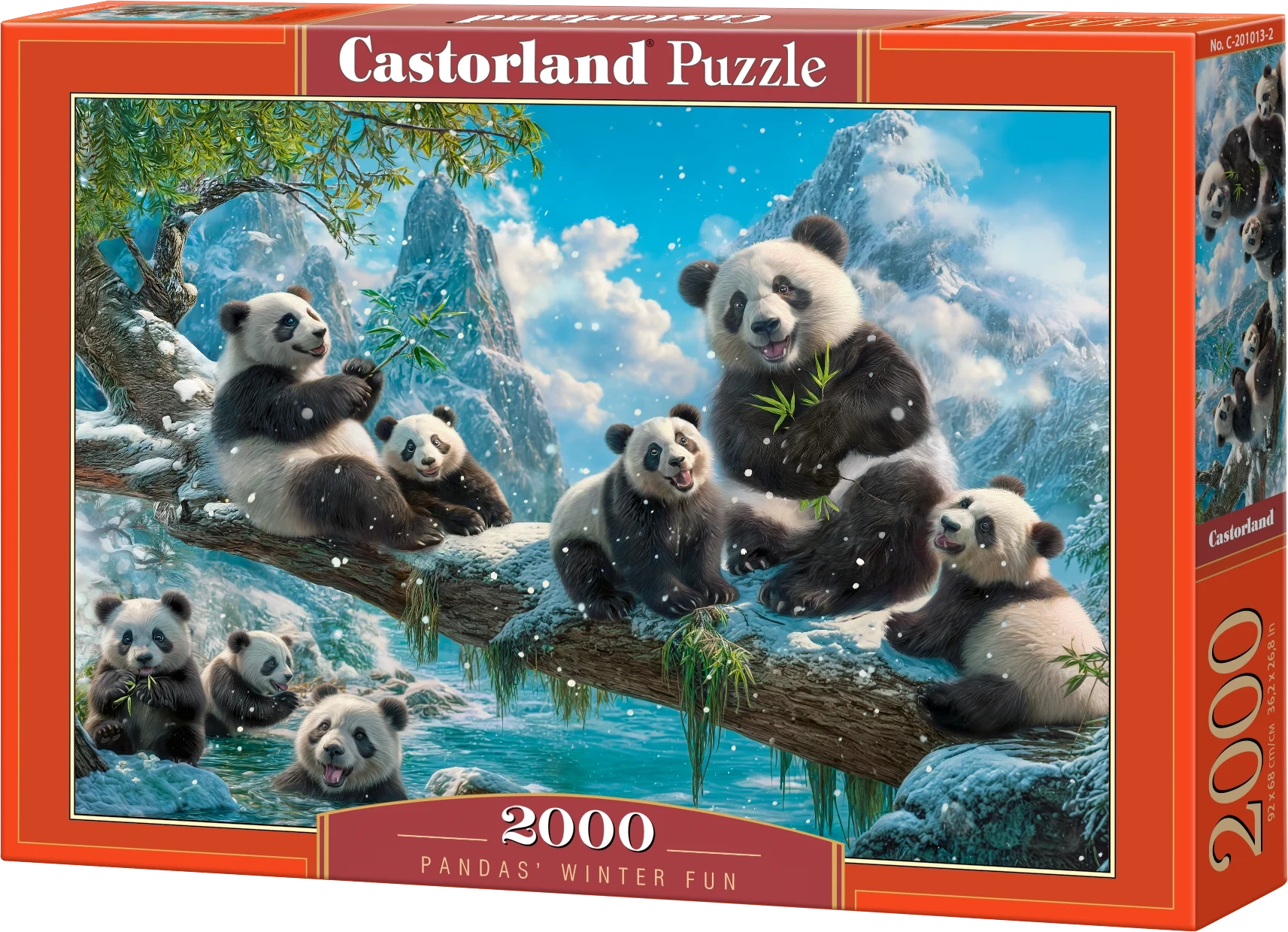 Puzzle Pandí zimní zábava 2000 dílků CASTORLAND