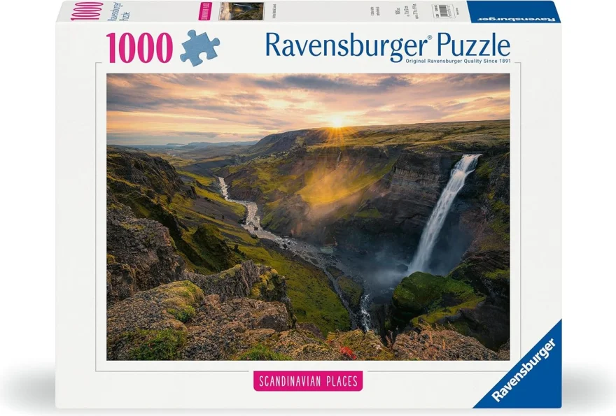 Puzzle Ravensburger 1000 dílků Místa ve Skandinávii: Vodopád Haifoss, Island