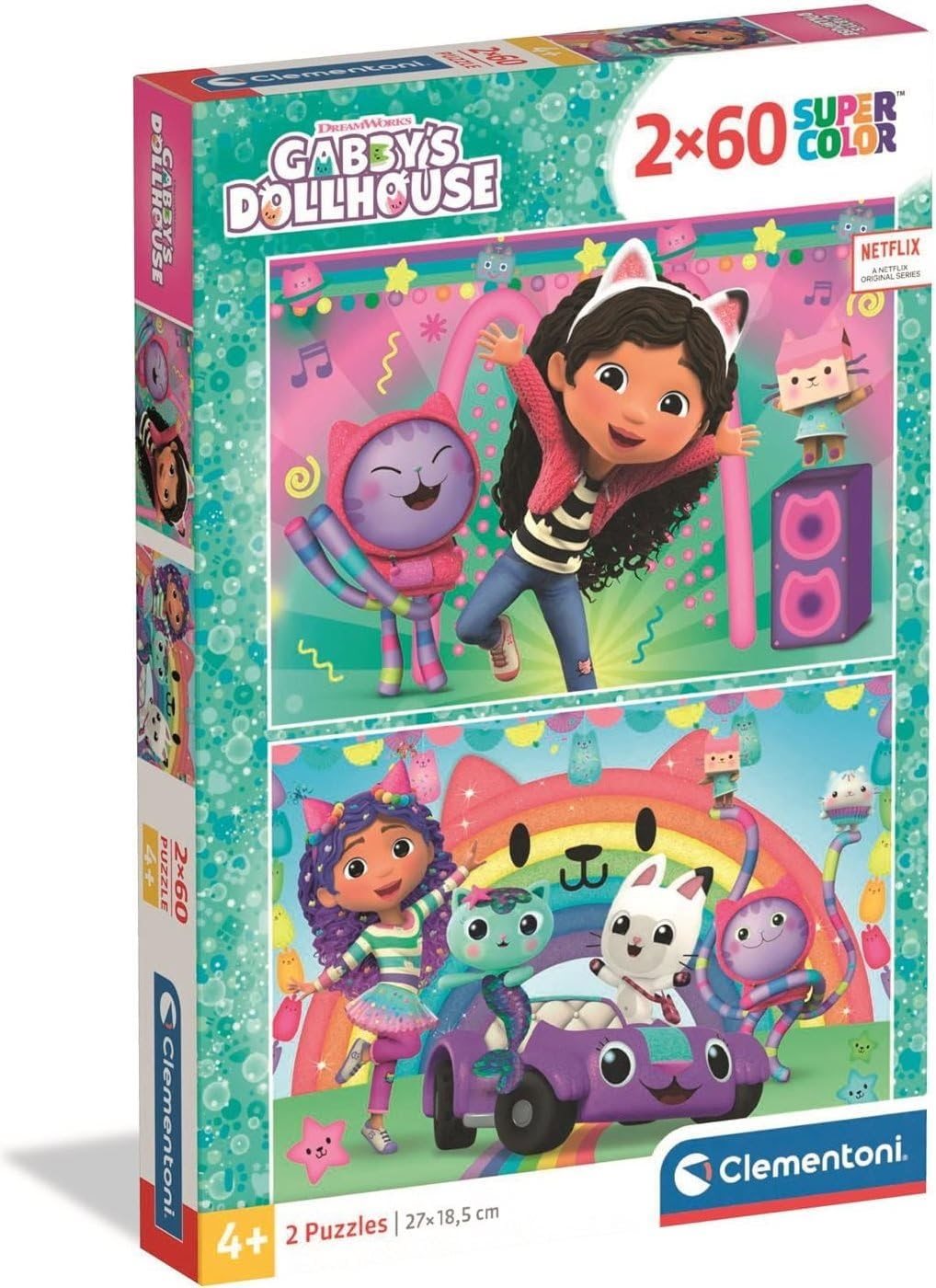 Puzzle pro děti Clementoni 2x60 dílků Gábinin kouzelný domek 2v1