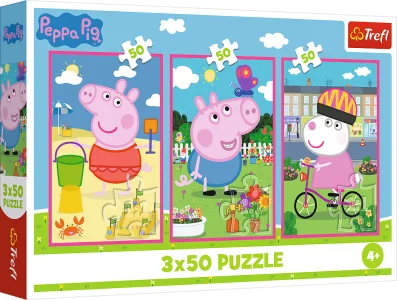 Puzzle pro děti Trefl 3x50 dílků Prasátko Peppa: Síla přátelství 3v1