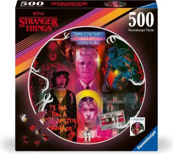 Kulaté puzzle Ravensburger 500 dílků Stranger Things: Kamarádi nelžou