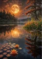 Diamantové malování Norimpex 40x30 cm Záře úplňku nad klidnou hladinou