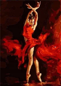 Diamantové malování Norimpex 40x30 cm Tanečnice v červených šatech