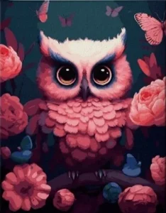 Diamantové malování Norimpex 40x30 cm Růžová sova