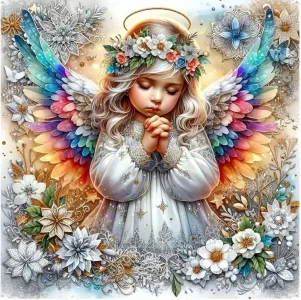 Diamantové malování Norimpex 40x30 cm Anděl s duhovými křídly