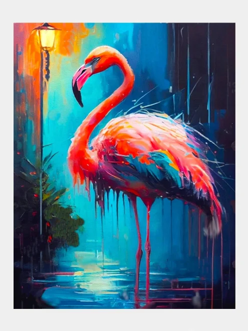 Diamantové malování Norimpex 40x30 cm Plameňák pod lampou