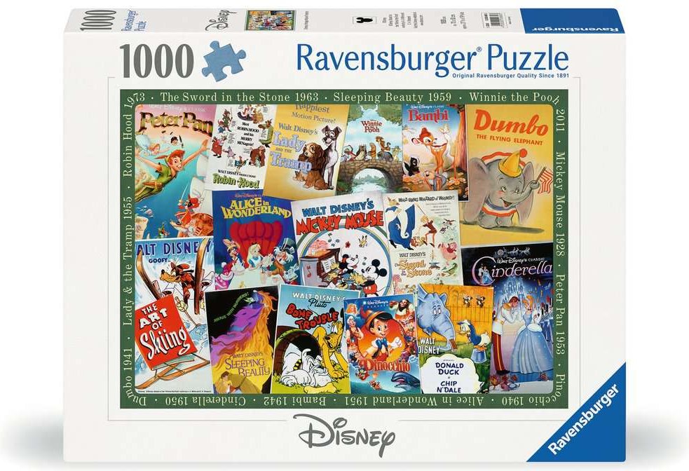 Puzzle Ravensburger 1000 dílků Dobové filmové plakáty Disney
