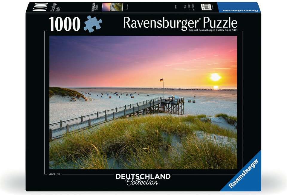 Puzzle Ravensburger 1000 dílků Německo: Západ slunce nad Amrumem