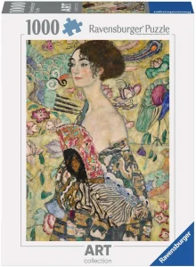 Puzzle Ravensburger 1000 dílků Art Collection: G.Klimt - Dáma s vějířem
