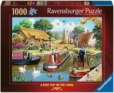 Puzzle Ravensburger 1000 dílků Rušný den na kanálu
