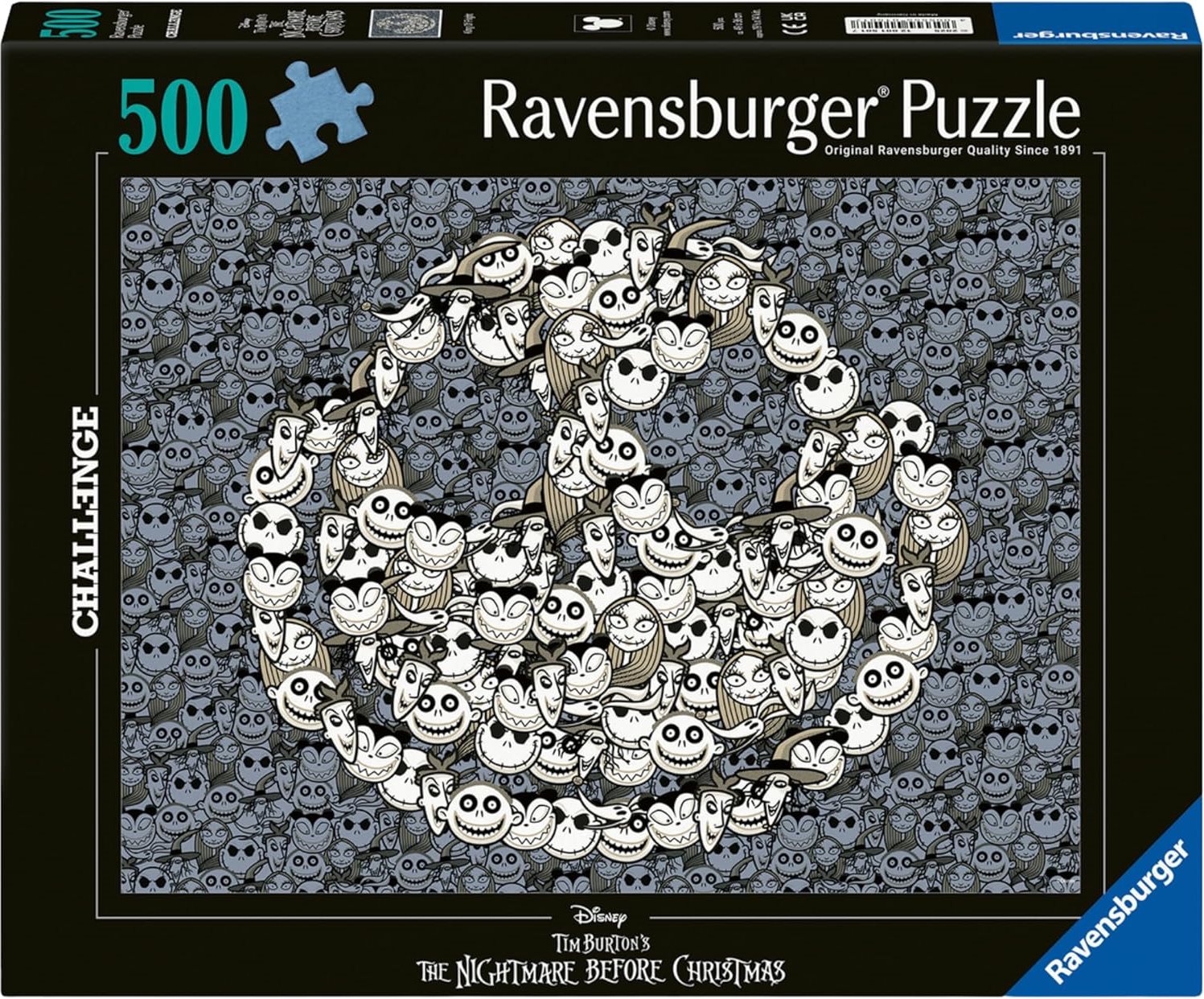 Puzzle Ravensburger 500 dílků Challenge: Ukradené Vánoce Tima Burtona – Král hrůzy