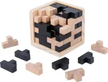 Dřevěný hlavolam KRUZZEL  3D kostka s T bloky