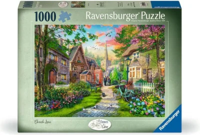 Puzzle Ravensburger 1000 dílků Down the Lane č. 4 - Ulička ke kostelu