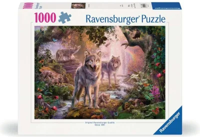 Puzzle Ravensburger 1000 dílků Rodina vlků v létě