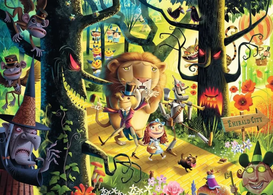 Puzzle Ravensburger 1000 dílků Lvi, tygři a medvědi, ó jé! (Čaroděj ze země Oz)
