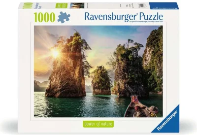 Puzzle Ravensburger 1000 dílků Síla přírody: Tři skály na jezeře Cheow, Thajsko