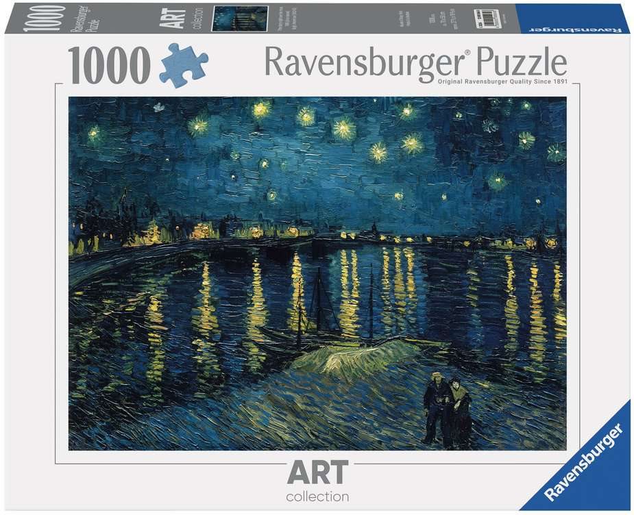 Puzzle Ravensburger 1000 dílků Art Collection: V. van Gogh - Hvězdná noc nad Rhônou