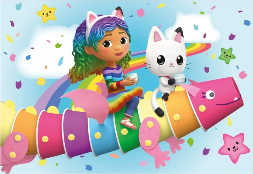 Puzzle pro děti Dino 2x48 dílků Gábinin kouzelný domek: Gábi na duze 2v1