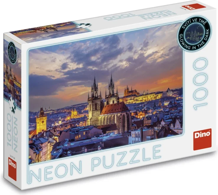 Svítící puzzle Neon Dino 1000 dílků Pohled na Hradčany