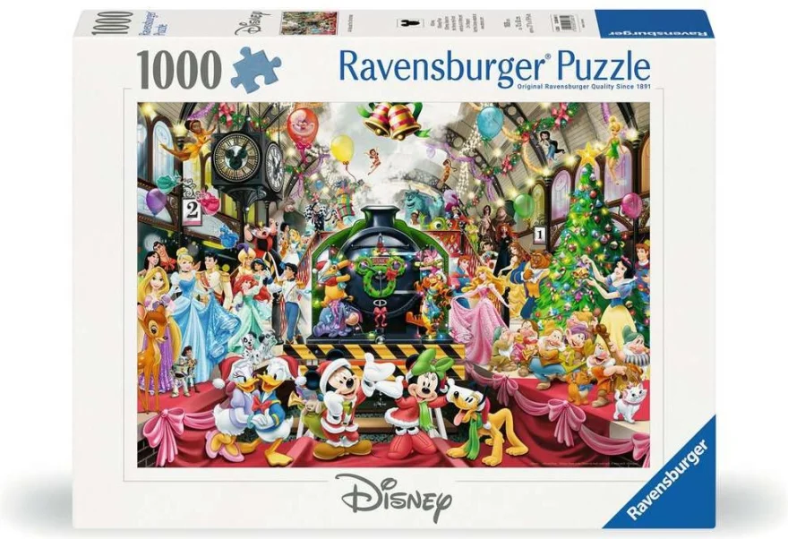 Puzzle Ravensburger 1000 dílků Disney: Všichni na palubě na Vánoce
