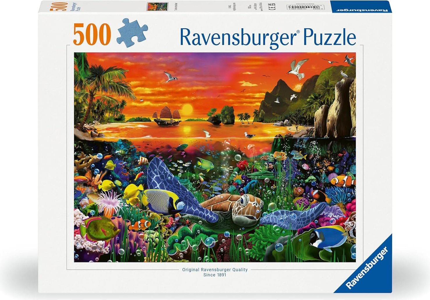 Puzzle Ravensburger 500 dílků Želva na korálovém útesu