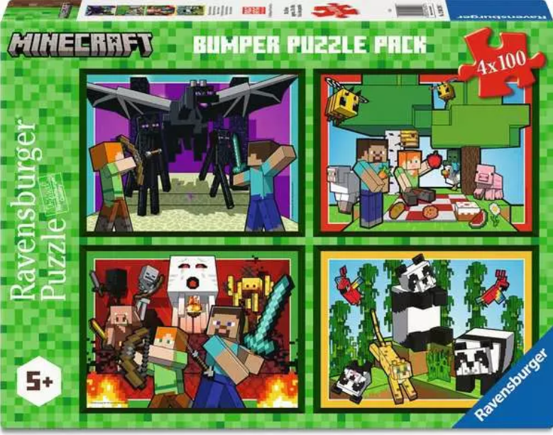 Puzzle sada Ravensburger 4x100 dílků Minecraft 4v1