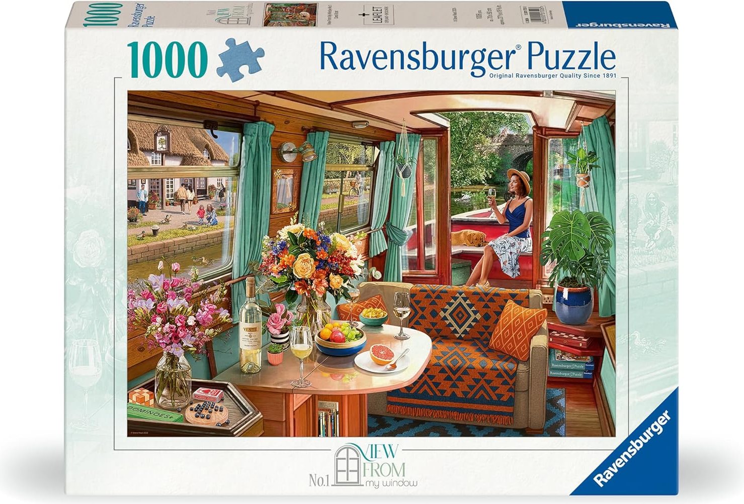 Puzzle Ravensburger 1000 dílků Výhled z okna č.1 - Loď na kanálu