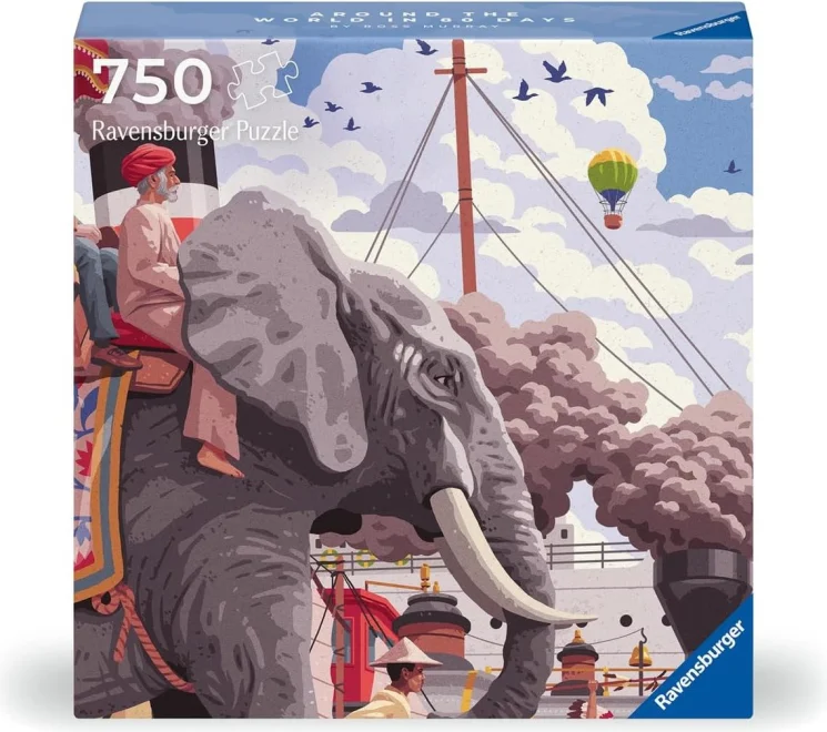 Čtvercové puzzle Ravensburger 750 dílků Art&Soul: Cesta kolem světa za 80 dní