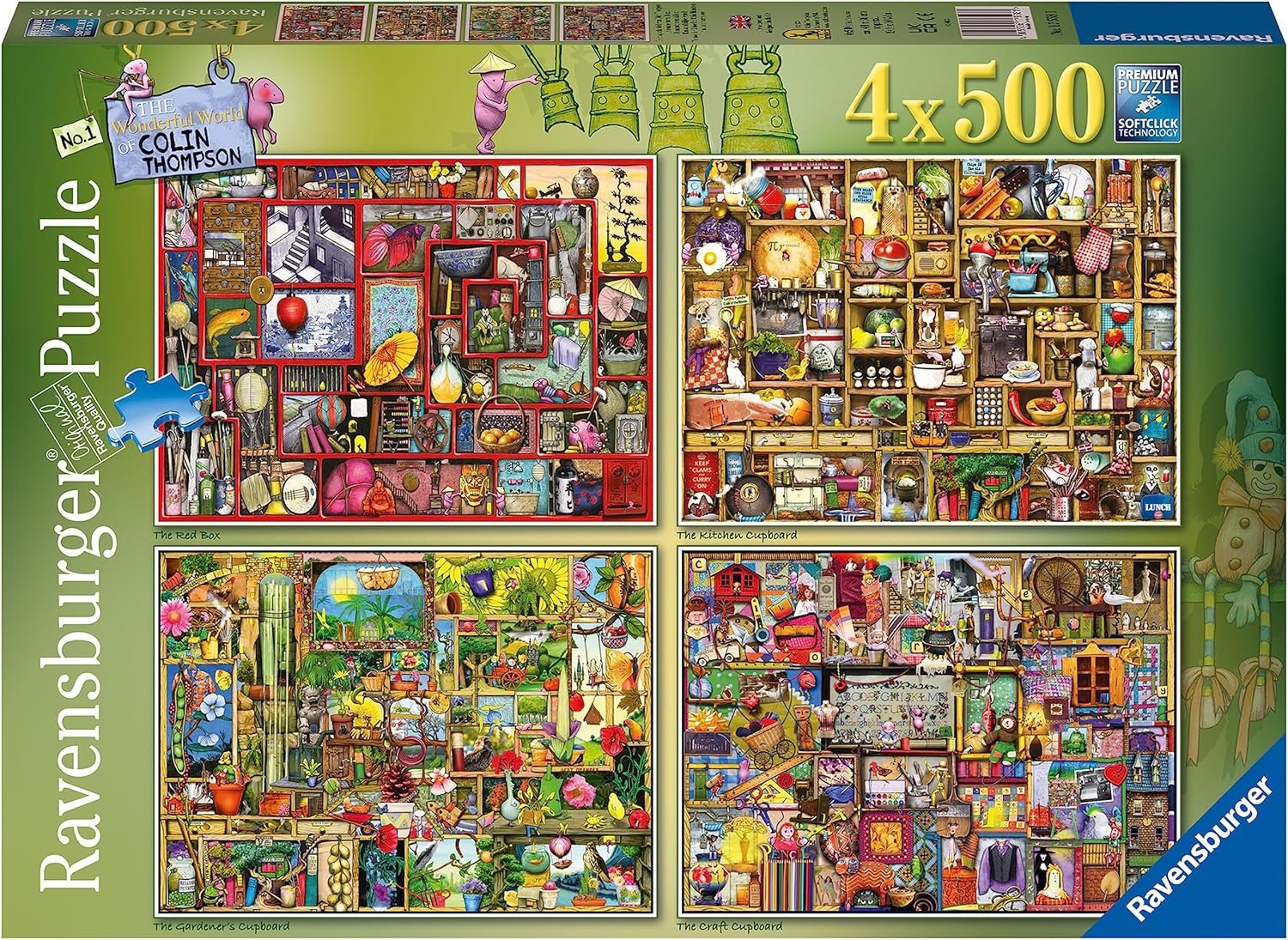 Puzzle Ravensburger 4x500 dílků Úžasný svět Colina Thompsona 4v1
