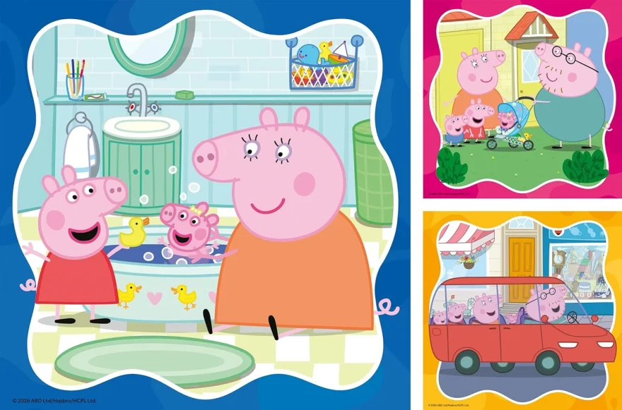 Puzzle pro děti Ravensburger 3x49 dílků Prasátko Peppa: Rodina na prvním místě 3v1
