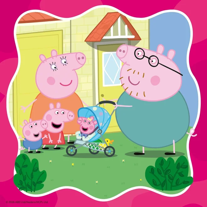Puzzle pro děti Ravensburger 3x49 dílků Prasátko Peppa: Rodina na prvním místě 3v1