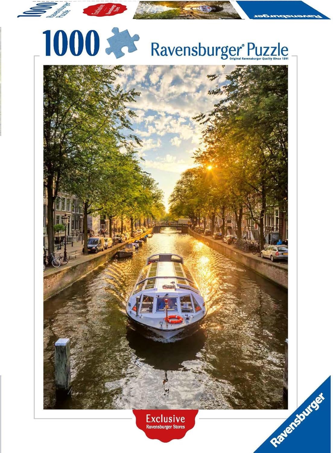 Puzzle Ravensburger 1000 dílků Plavba amsterdamským kanálem