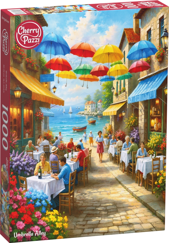 Puzzle CHERRY PAZZI Ulice s deštníky 1000 dílků