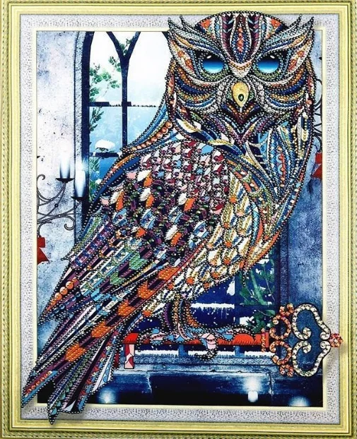 Diamantové malování Norimpex 40x30 cm Sova v okně 7D