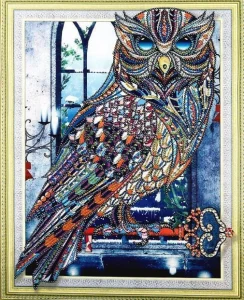 Diamantové malování Norimpex 40x30 cm Sova v okně 7D
