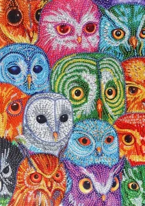 Diamantové malování Norimpex 40x30 cm Barevné sovy 7D