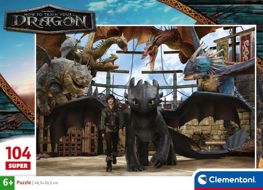 Puzzle pro děti Clementoni 104 dílků SUPER Jak vycvičit draka