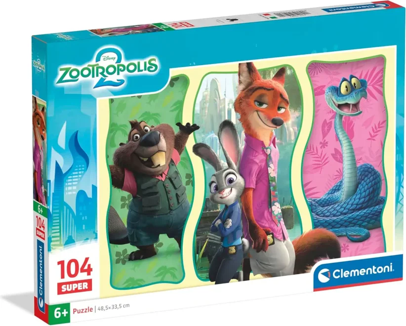 Puzzle pro děti Clementoni 104 dílků SUPER Zootropolis: Město zvířat 2