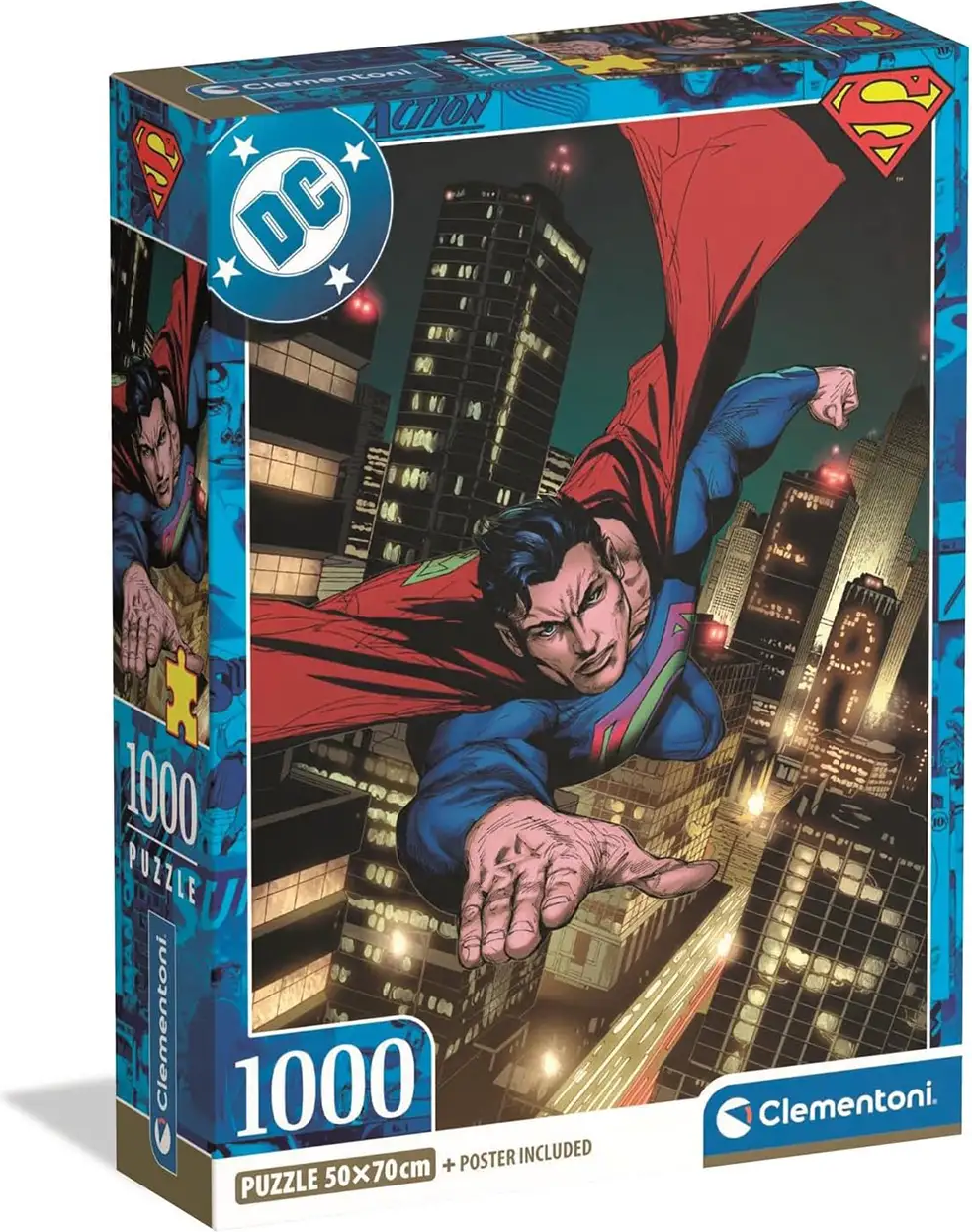 Puzzle Clementoni 1000 dílků Superman: Vzhůru k výškám